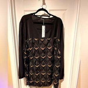 NWT BloomChic Black and Gold Blouse 26(fits like 22/24)